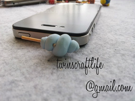 Ear dust plug - Blue Cotton Candy - phone charm