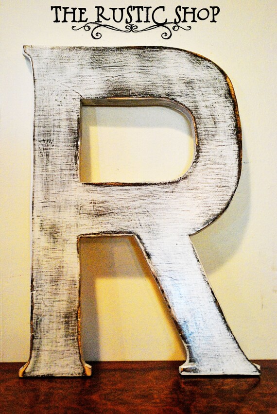 Items similar to Shabby Chic 18" Rustic Wooden Large Letter R