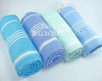 BEACH Towels, Towel Set of 4, Turkish Towel, Peshtemal, Fouta, Turkish Bath Towel, Pareo, Sarong, Hammam Towel, Spa Gym Towel