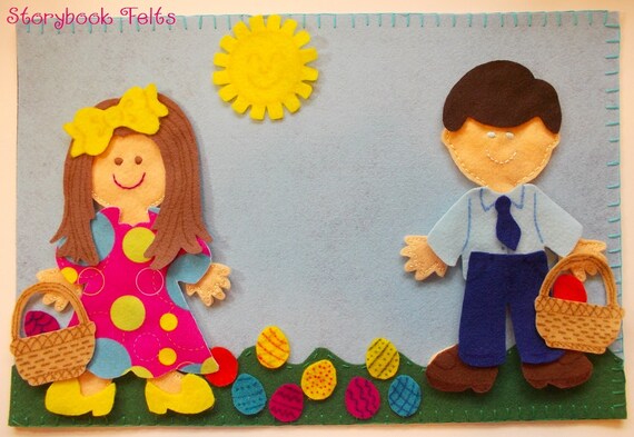 Storybook Felts Felt My Little Easter 2 Doll Storyboard Play Set 35 PCS Paper Doll Easter