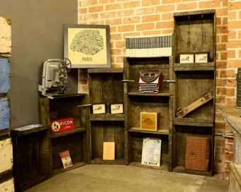 THE STEP : Vintage Rustic Crate Collection Shelf
