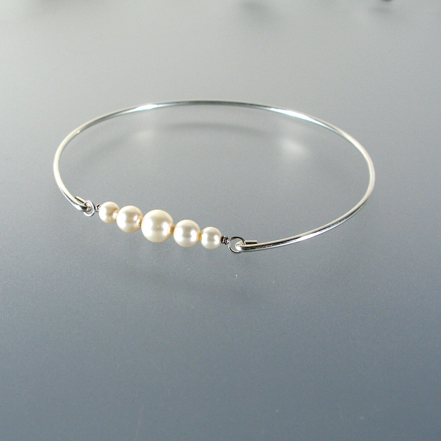 Wedding Bangle Bracelet Bridal Jewelry Silver by LilyAndLouise