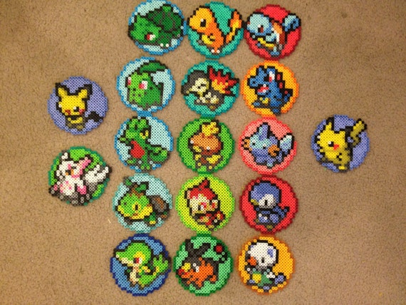 Pokemon Coaster 3-Pack Deal Perler Bead Sprite w/Cork Back