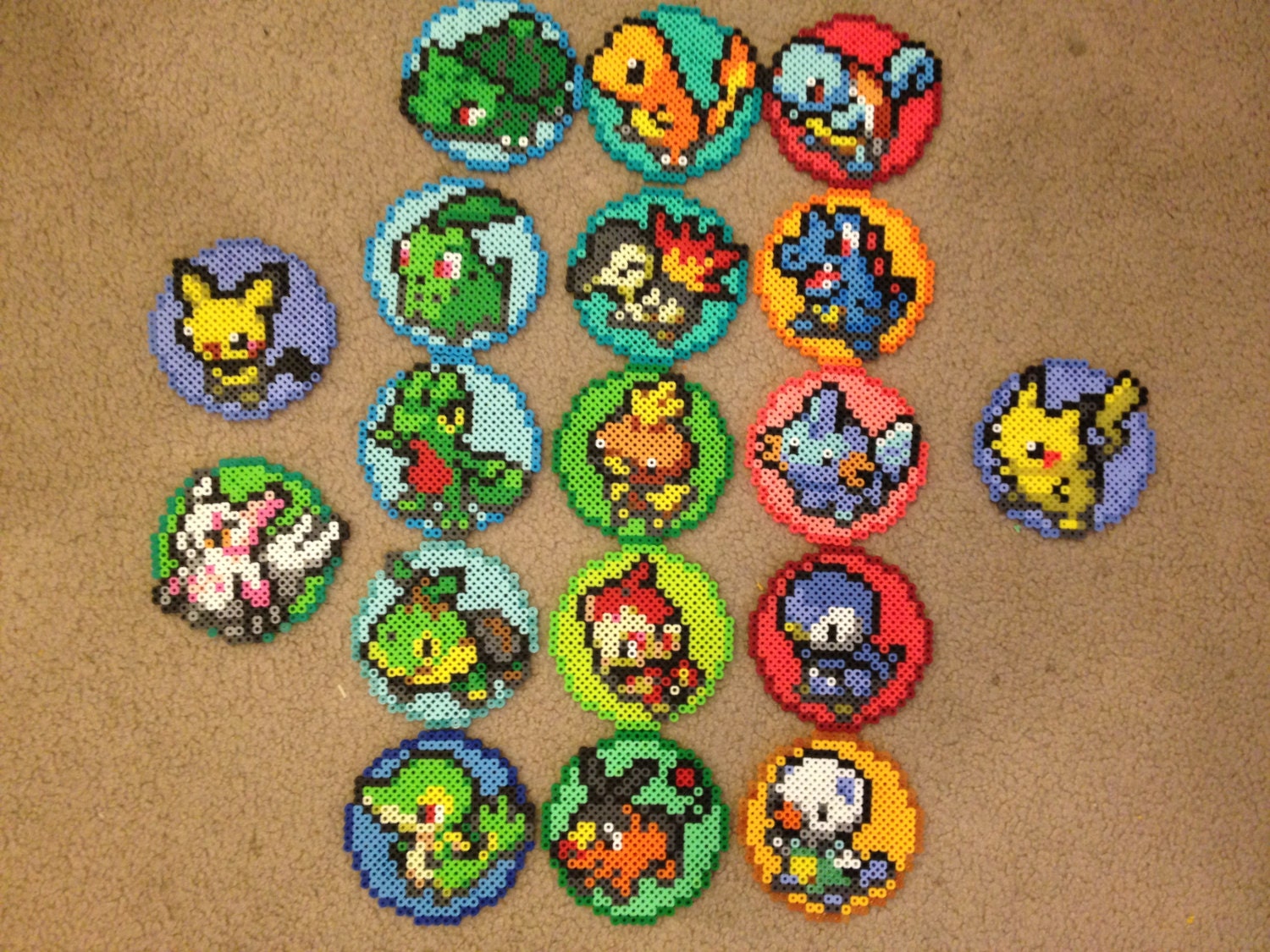 Pokemon Coaster 3-Pack Deal Perler Bead Sprite by VGPerlers