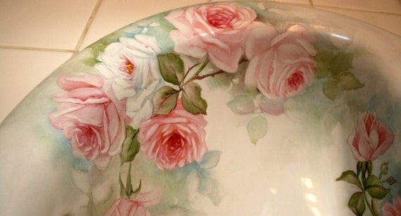 Hand Painted Roses Porcelain Sink Shabby/Chic Decor