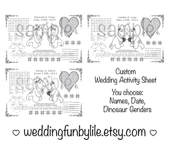 printable kids wedding activity page pdf customized favor