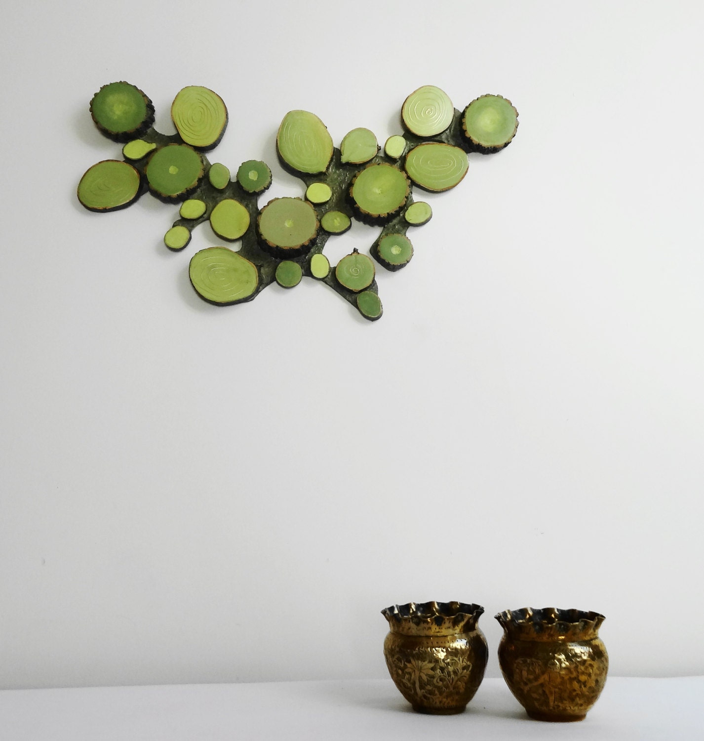Green Tree Slice Branch Wall Hanging Home Decor 3D Wall
