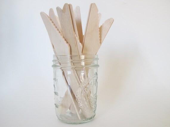 Set of 50 Disposable Wooden Knife Knives Il_570xn