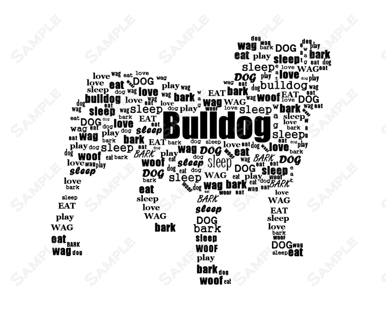 Personalized Custom Bulldog Word Art Bulldog 8 x 10 by PetGifts