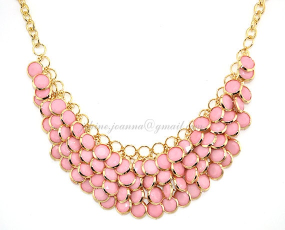 Items similar to Pink Beads Necklace, Light Pink Necklace, Chunky Pink