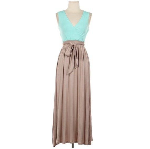 Mint and Taupel Maxi Dress Causal Maxi Dress Long Dress