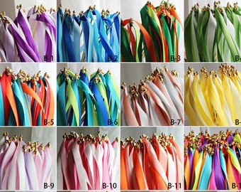 A set of 10 Ribbon Wands, Available in 12 color theme, for Party, Wedding, Bridal Shower