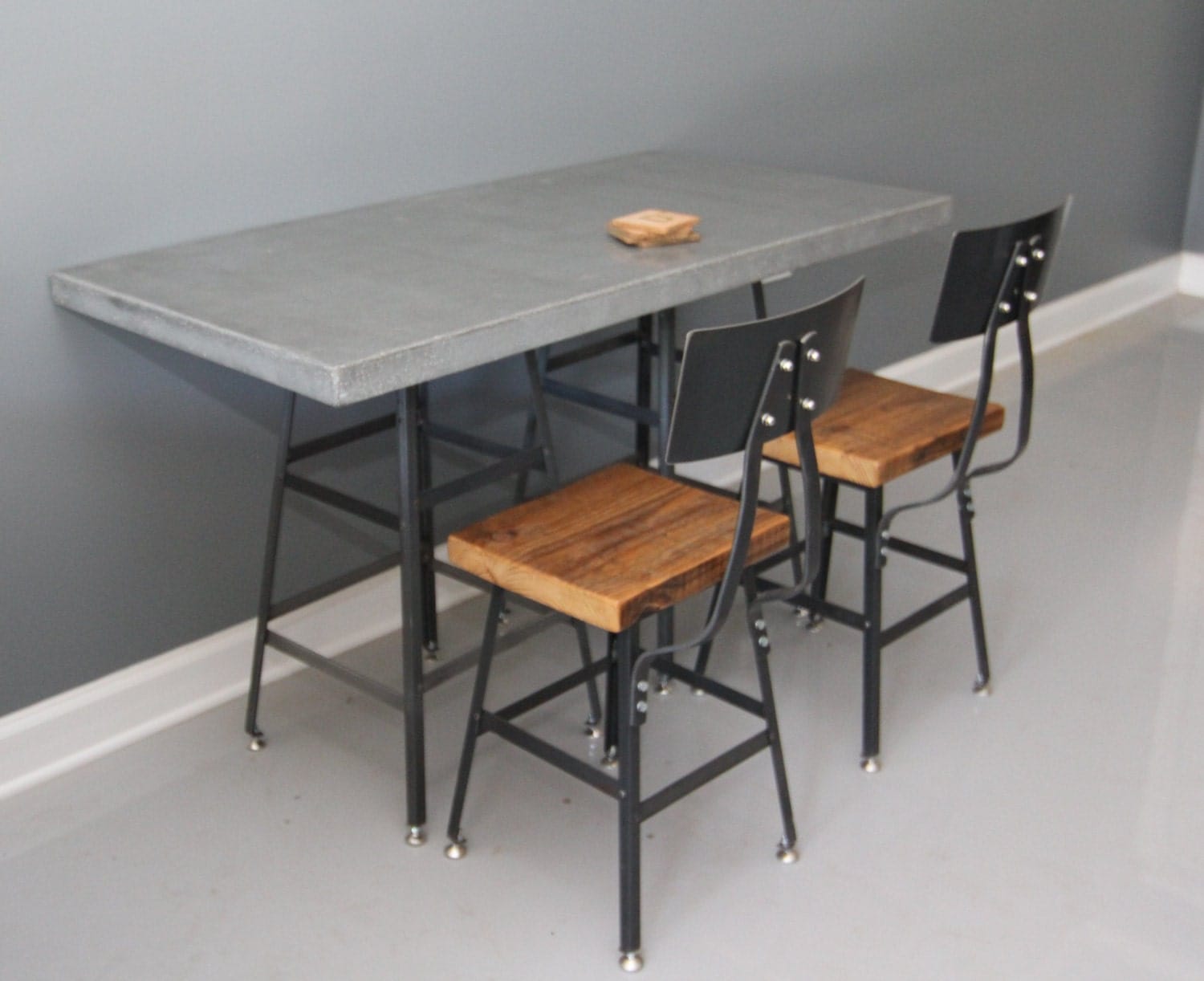 concrete and wood kitchen table