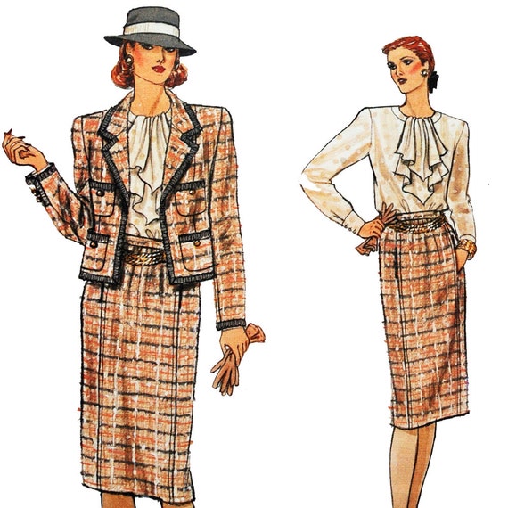 hippie dress free patterns Suit Suit Pattern Career 80s / 3 Skirt Vintage VOGUE 8841 Piece