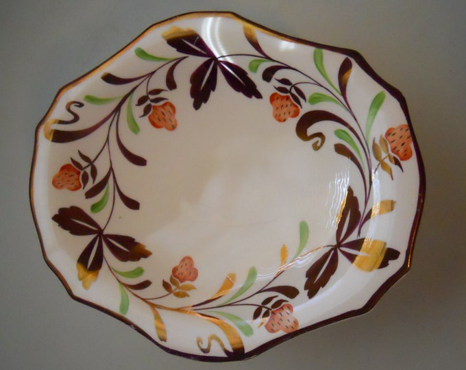 Gray's English Pottery Hand Painted "Strawberries" Candy Dish, Vintage British Pottery