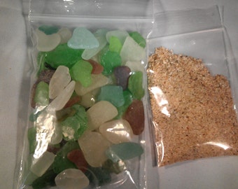 Hand collected bag of seaglass and sand from the beaches of Maui, Hawaii