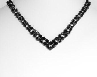 Swarovski Crystal Jet Black V Necklace Sterling silver