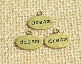 20pcs Antique Bronze Dream Oval Letter Charms 19x14mm MM385