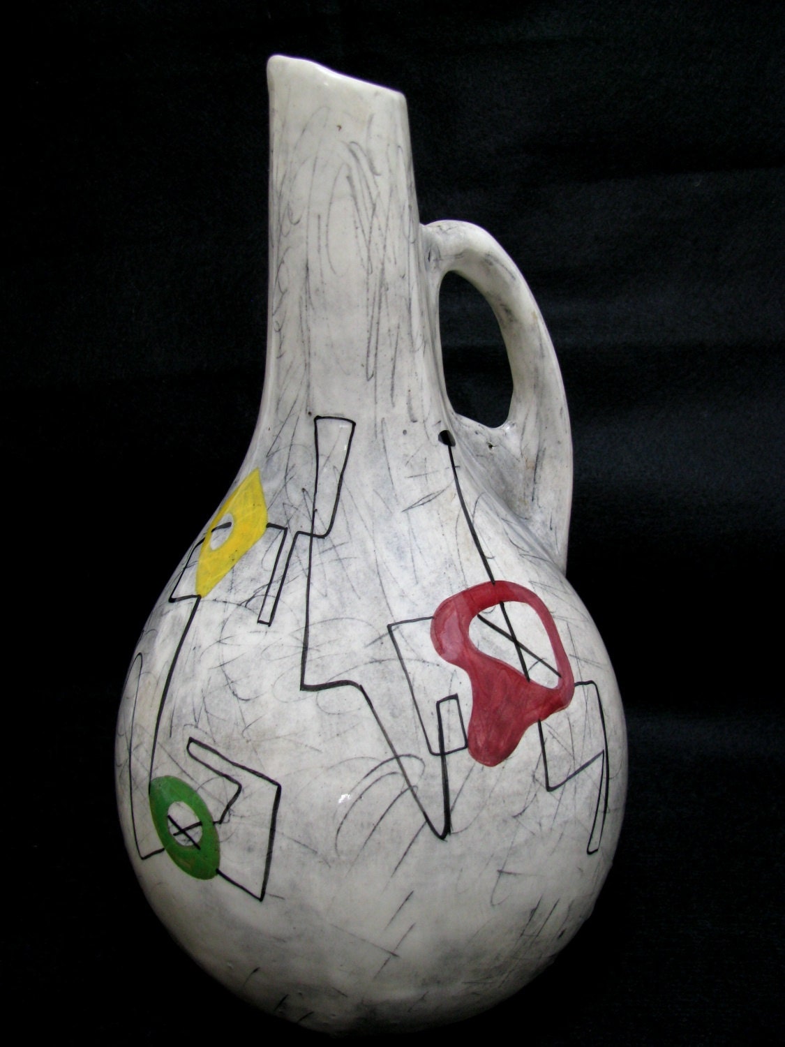 WEG POTTERY Ceramic Water Pitcher Jug Vase 1950s Mid Century