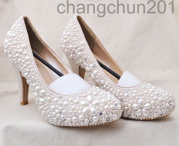 Items similar to Party queen pearls high heels cream pearl daisy ...