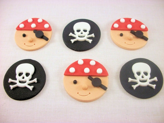 Pirate Cupcake Fondant Toppers Skull And Crossbones By