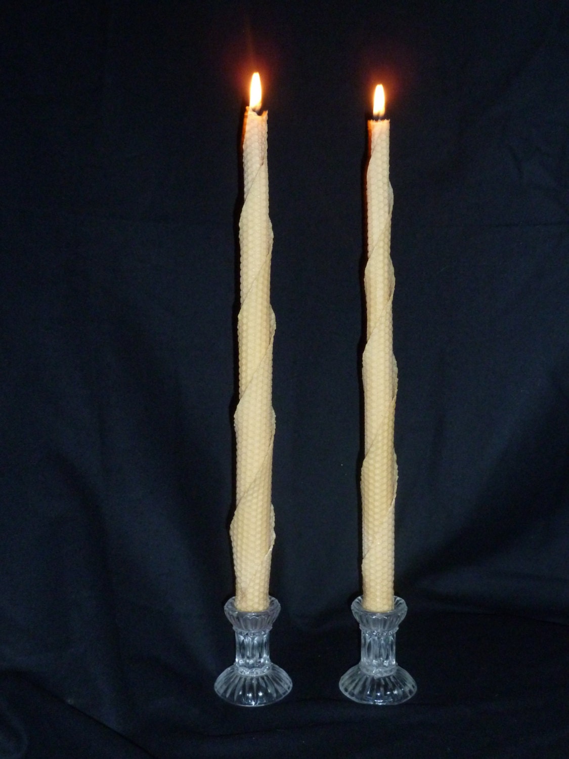Beeswax twisted taper candles handmade sold as a pair