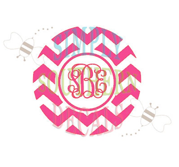 Chevron Monogram decal 6 by SimplySouthernDecals on Etsy