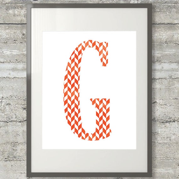 custom-letter-g-monogram-8x10-watercolor-herringbone-printable