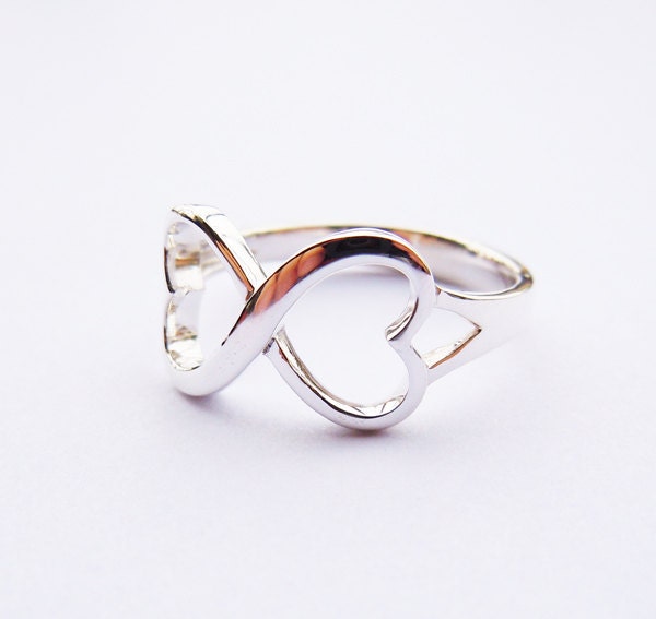 Double Heart Infinity Ring In Sterling By Sterlingsilverjewels