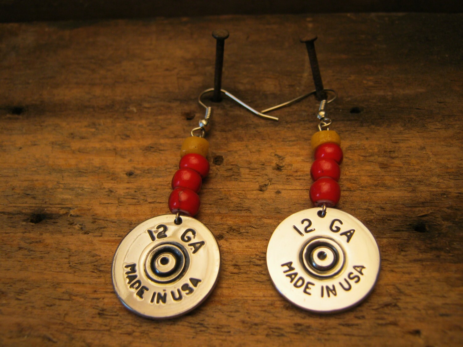Bullet Earrings Upcycled Shot Gun Shell Jewelry by FancyRounds