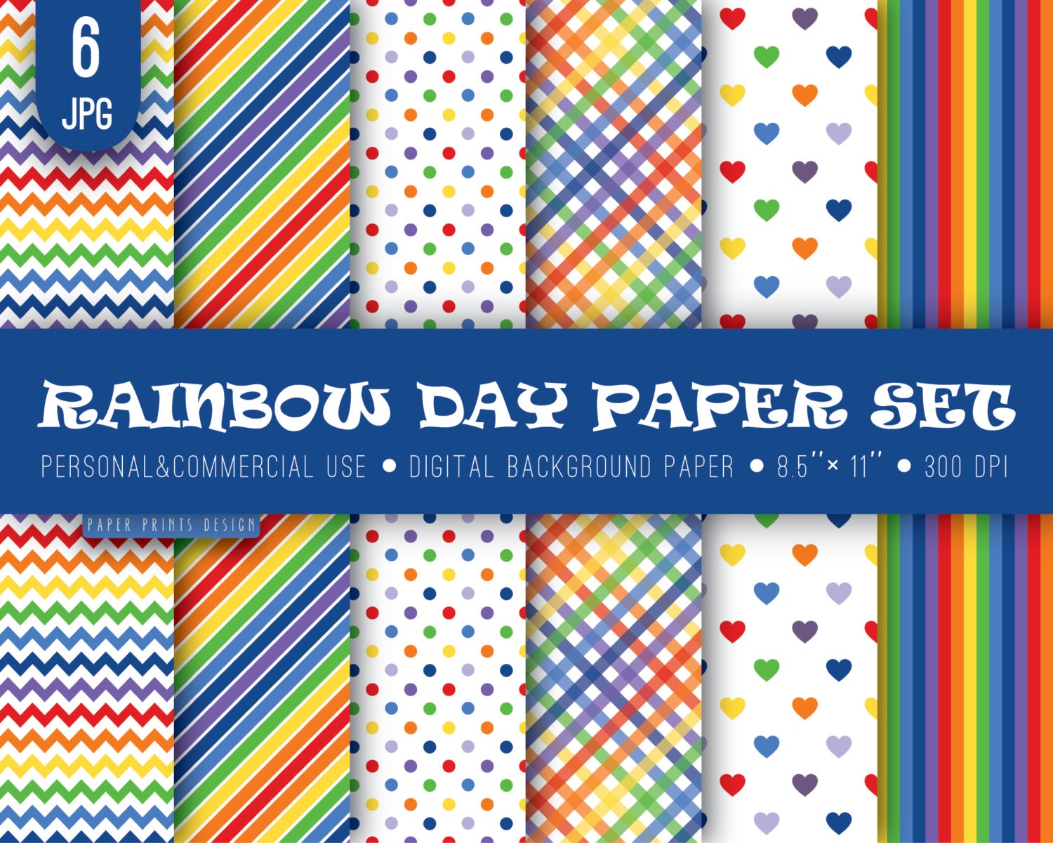 8.5 x 11 Rainbow Digital Paper 8.5 x 11 print rainbow paper