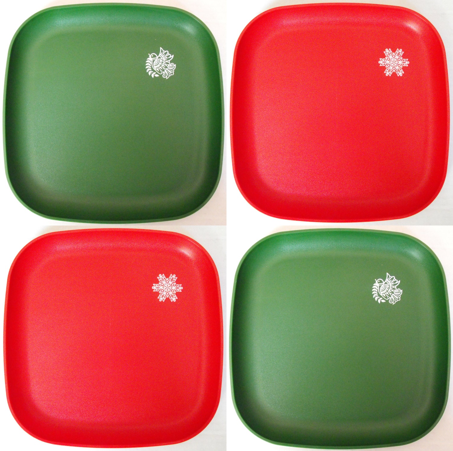 Vintage Tupperware Retro Square Lunch Plates by