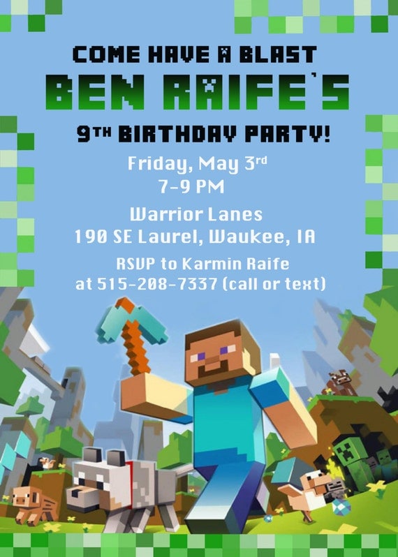 Minecraft Invitation Card 1