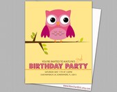 Custom Digital Owl Birthday Invitation, Owl Birthday Party, 5x7 PRINTABLE INVITE- BI2: Owl on a Limb