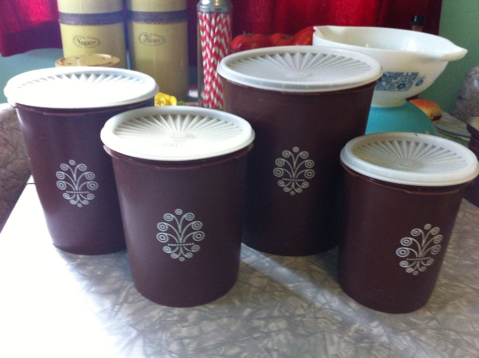 Vintage Tupperware Canister Set Brown Sugar Flour Storage