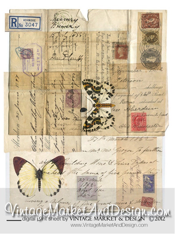 Vintage Ephemera Collage Sheet No.6590