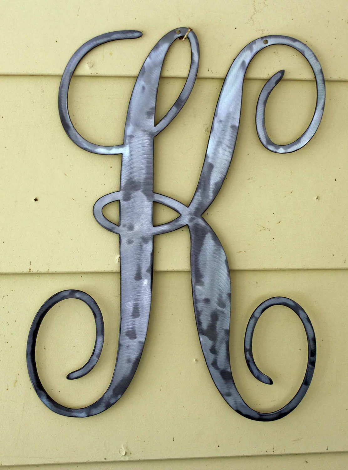 22 inch Polished Script Metal Letter K Door or Wall Hanging