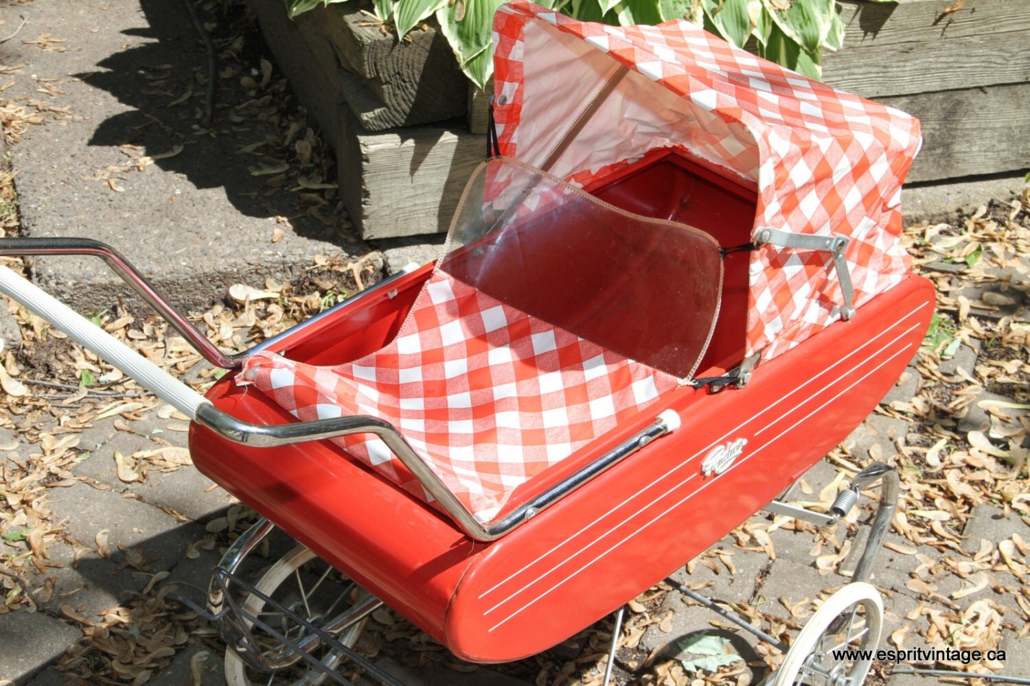 DOLL CARRIAGE GENDRON 1950 Vintage Antic Red Orange