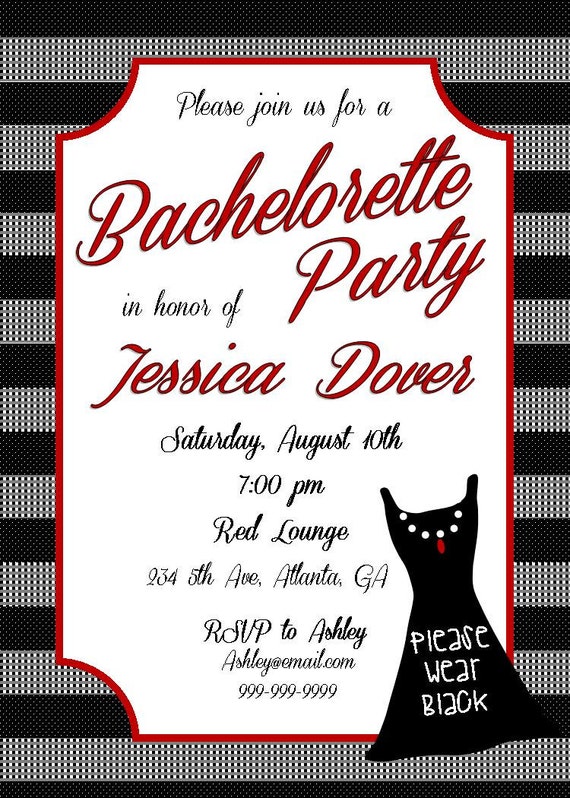 Bachelorette Party Invitation Wording Wear Black 8