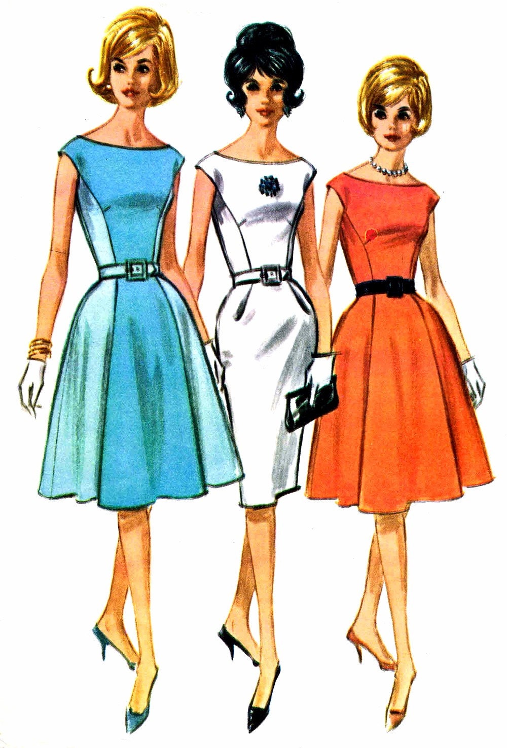 1960s McCalls 6357 Princess Seam Slim or Full Skirt Dress