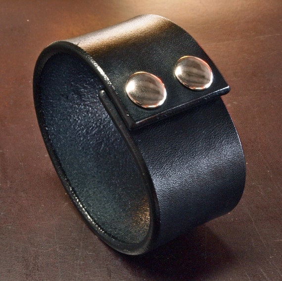 Leather cuff bracelet Black Bridle Custom made for YOU Leather wristband in NYC by Freddie Matara