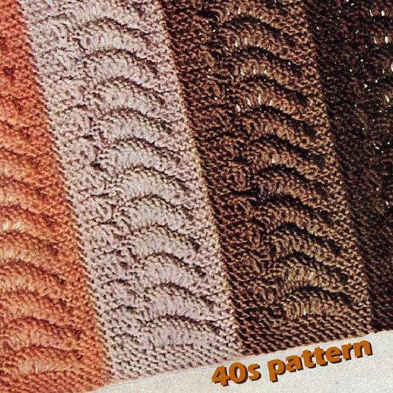 Knitting Pattern Vtg 40s Afghan Pattern Knit in Strips