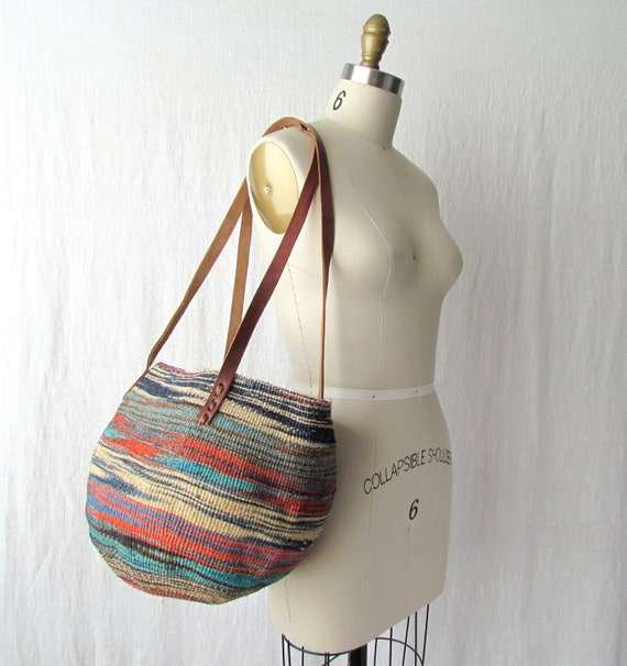 vintage straw market bag  jute bag by GazeboTree on Etsy