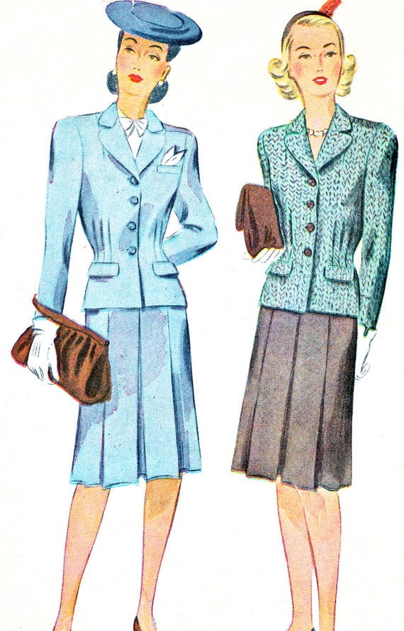 Items similar to 1940s Womens Suit Pattern Simplicity 4769 Pleated ...