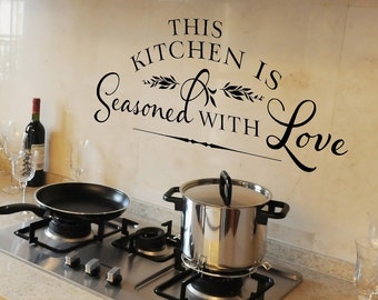 Kitchen Wall Decal - This kitchen is seasoned with love Vinyl Wall Decal