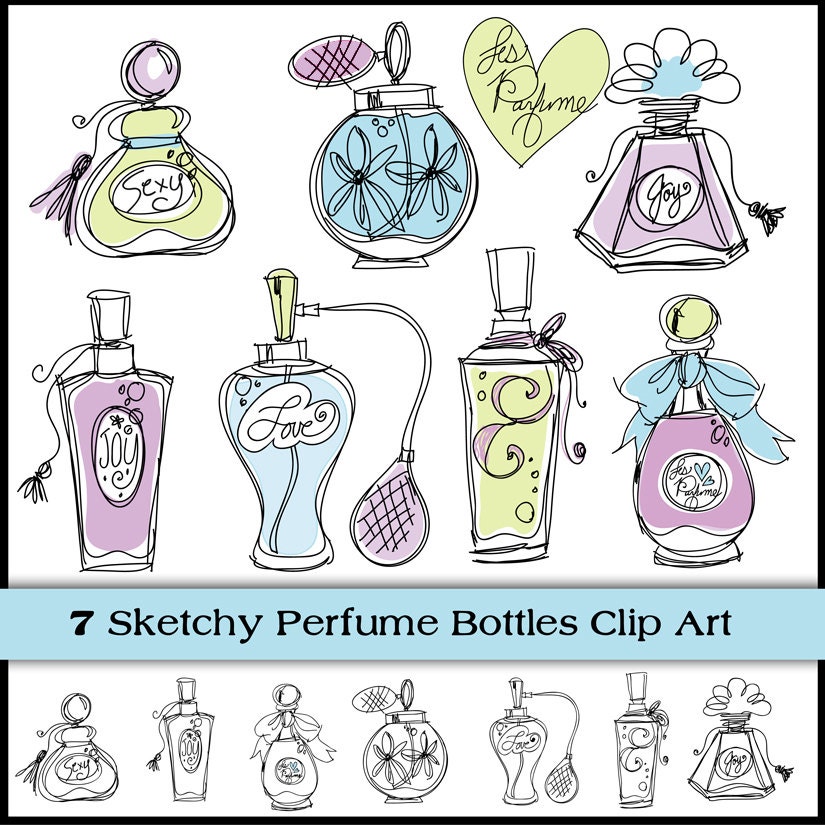 Download Perfume Bottle Doodles. Instant Download. Digital Clipart