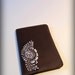 Passport Cover - Paisley Block Printed Brown Salvaged Top Grain Leather