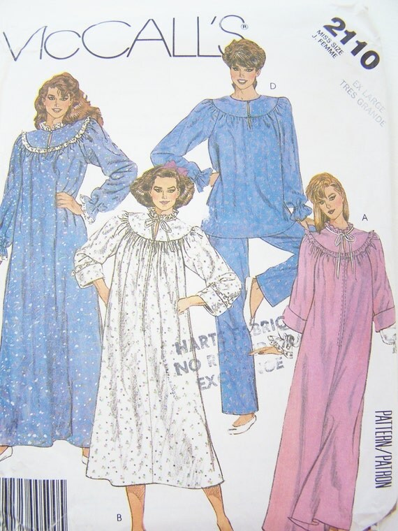 McCall's 2110 Sewing Pattern Misses' Robe Nightgown