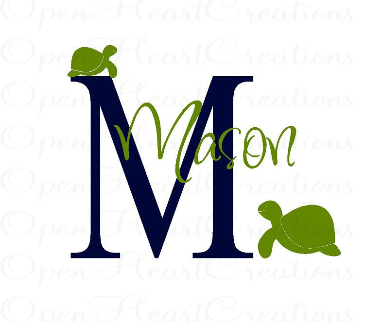 Boy Monogram Wall Decal with Initial and Name and Set of 2