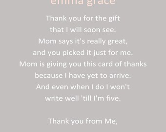 Pink Elephant Baby Shower Thank You Card - You Print - 4x6 or 5x7